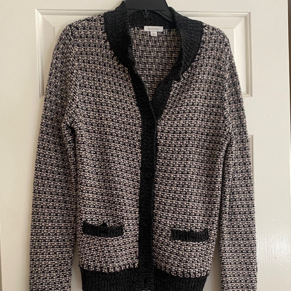 Garnet Hill Charcoal and Cream Knit Sweater
